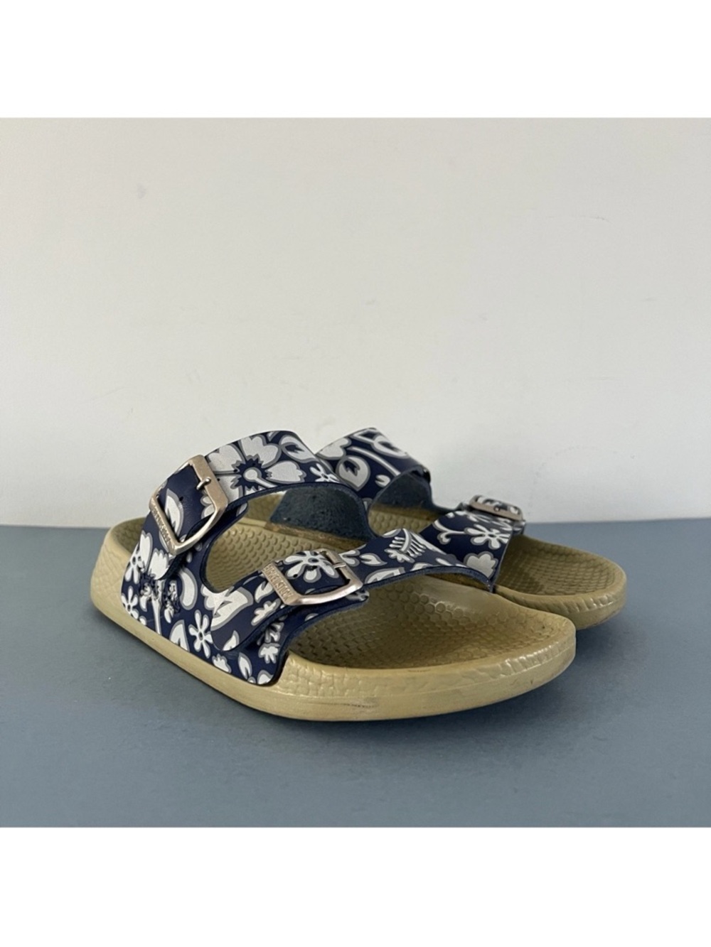 Birkenstock Birkis Arizona Blue Floral Hawaiian Waterproof Rubber Sandals